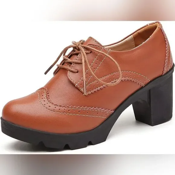 (51-2967) DADAWEN Women's Classic  Mid-Heel Square Toe Oxfords Sz 40 (9.5) - Picture 3 of 14